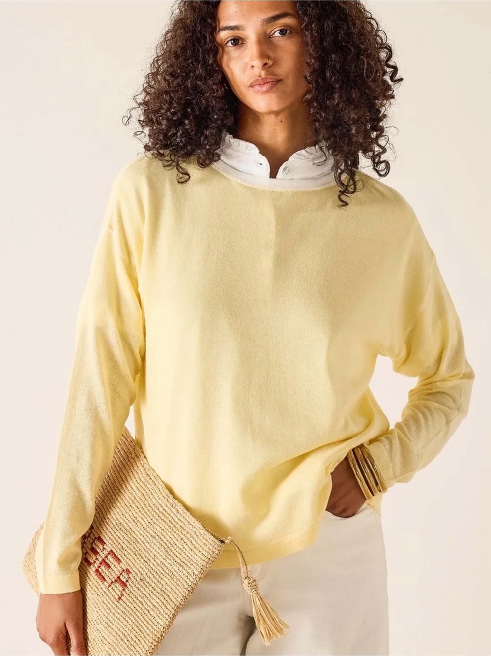 MERSEA Women’s Sunshine Yellow Delmar Lightweight Draped Flowy Sweater OS